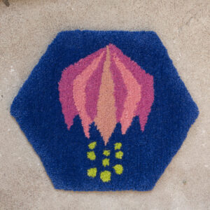 m-MK tufted rug Strangely charming flower turquoise & coral pink